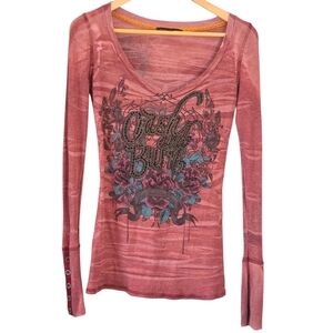 Crash & Burn Pink Graphic Long Sleeve Tee